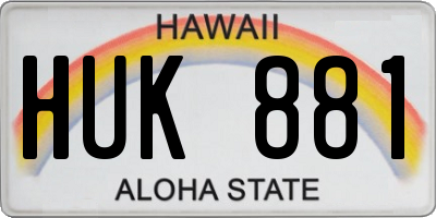HI license plate HUK881