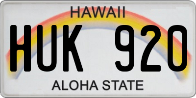HI license plate HUK920