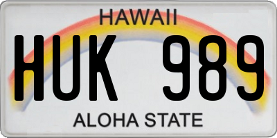 HI license plate HUK989