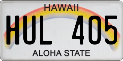 HI license plate HUL405