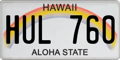 HI license plate HUL760