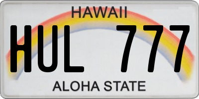 HI license plate HUL777