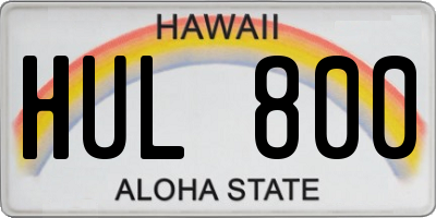 HI license plate HUL800