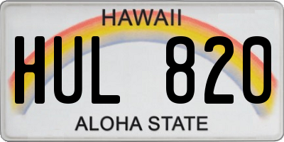 HI license plate HUL820