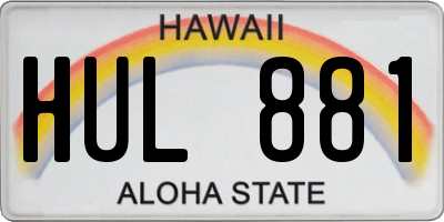 HI license plate HUL881