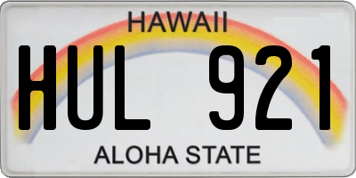 HI license plate HUL921
