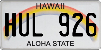 HI license plate HUL926