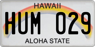 HI license plate HUM029