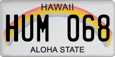 HI license plate HUM068