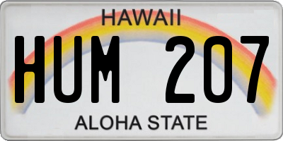 HI license plate HUM207