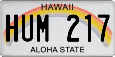 HI license plate HUM217