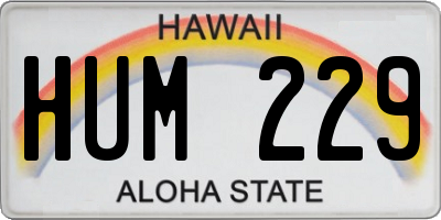HI license plate HUM229