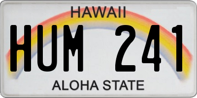 HI license plate HUM241
