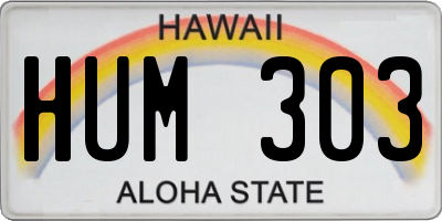 HI license plate HUM303