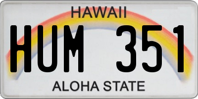HI license plate HUM351