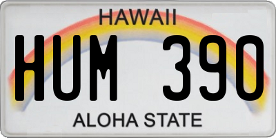HI license plate HUM390