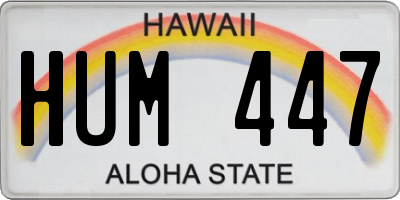 HI license plate HUM447