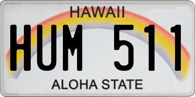 HI license plate HUM511