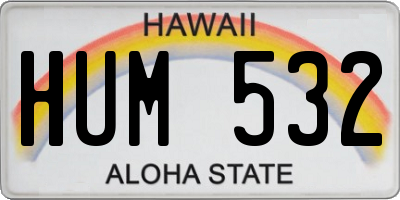 HI license plate HUM532