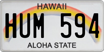 HI license plate HUM594
