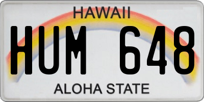 HI license plate HUM648