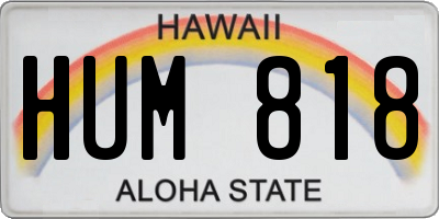 HI license plate HUM818