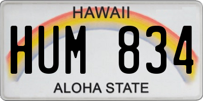 HI license plate HUM834