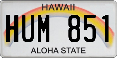HI license plate HUM851
