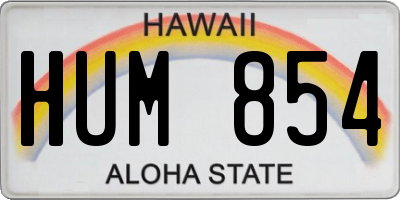 HI license plate HUM854
