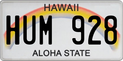 HI license plate HUM928