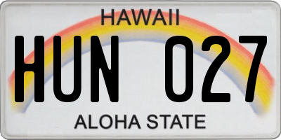 HI license plate HUN027