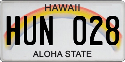 HI license plate HUN028