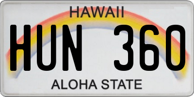 HI license plate HUN360