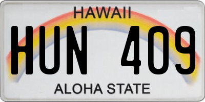 HI license plate HUN409