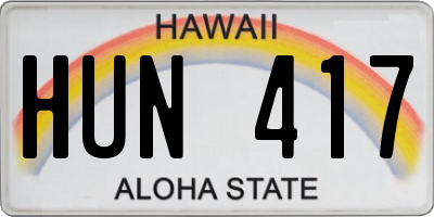 HI license plate HUN417