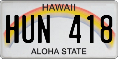 HI license plate HUN418