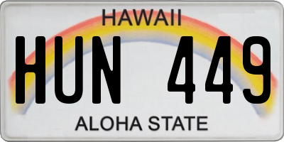 HI license plate HUN449