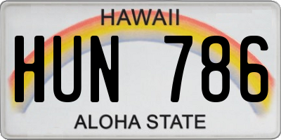 HI license plate HUN786