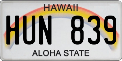 HI license plate HUN839