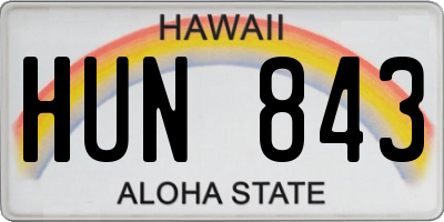 HI license plate HUN843