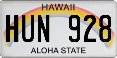 HI license plate HUN928