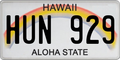 HI license plate HUN929