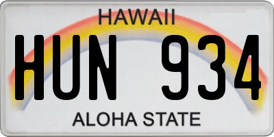 HI license plate HUN934