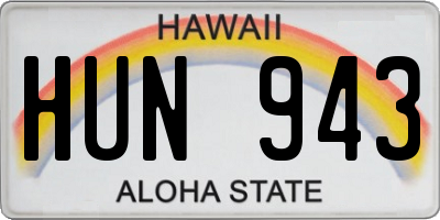HI license plate HUN943