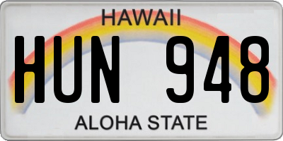 HI license plate HUN948