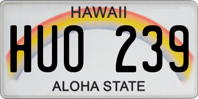 HI license plate HUO239