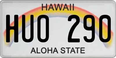 HI license plate HUO290
