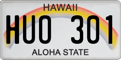 HI license plate HUO301