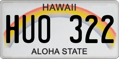 HI license plate HUO322