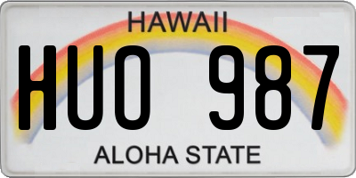 HI license plate HUO987